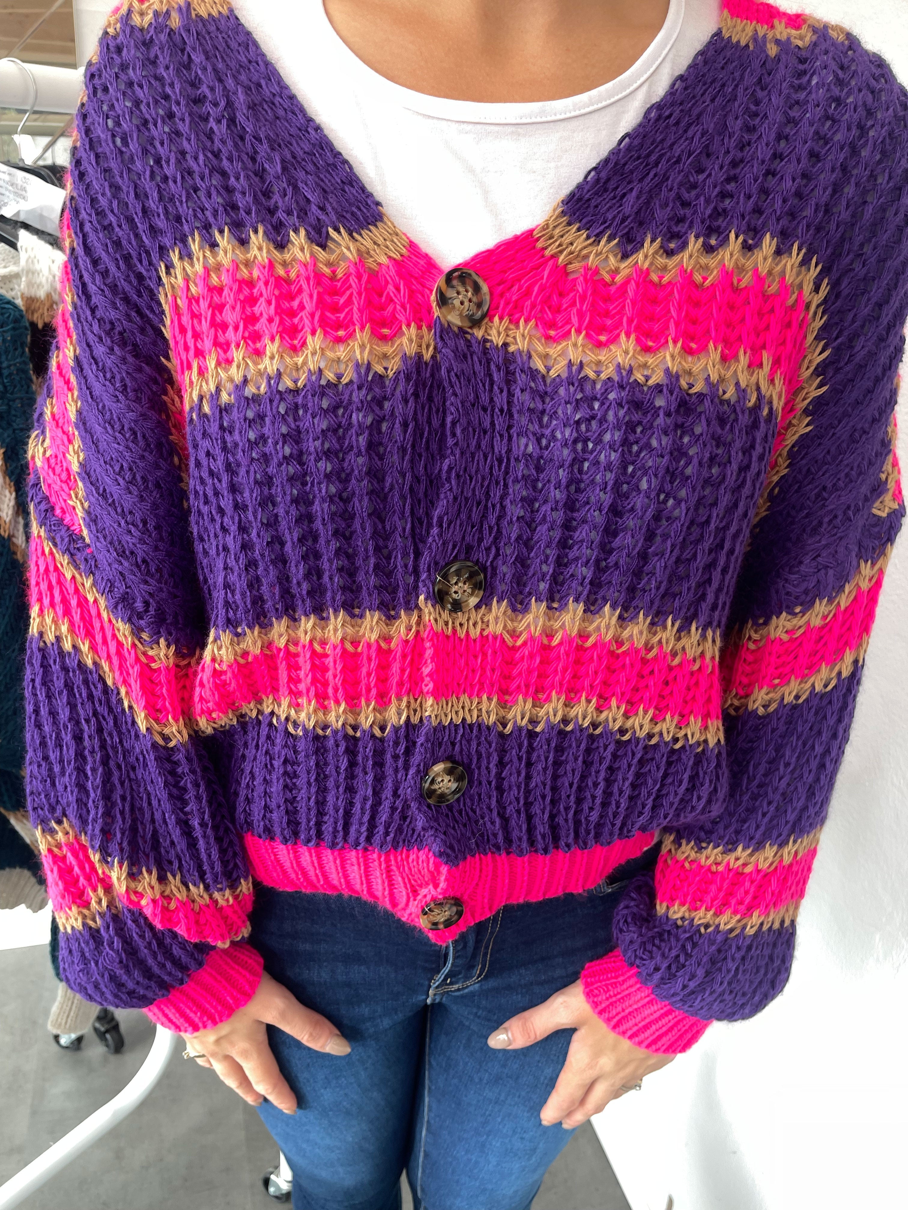 Noelia - Kort stickad kofta med ränder